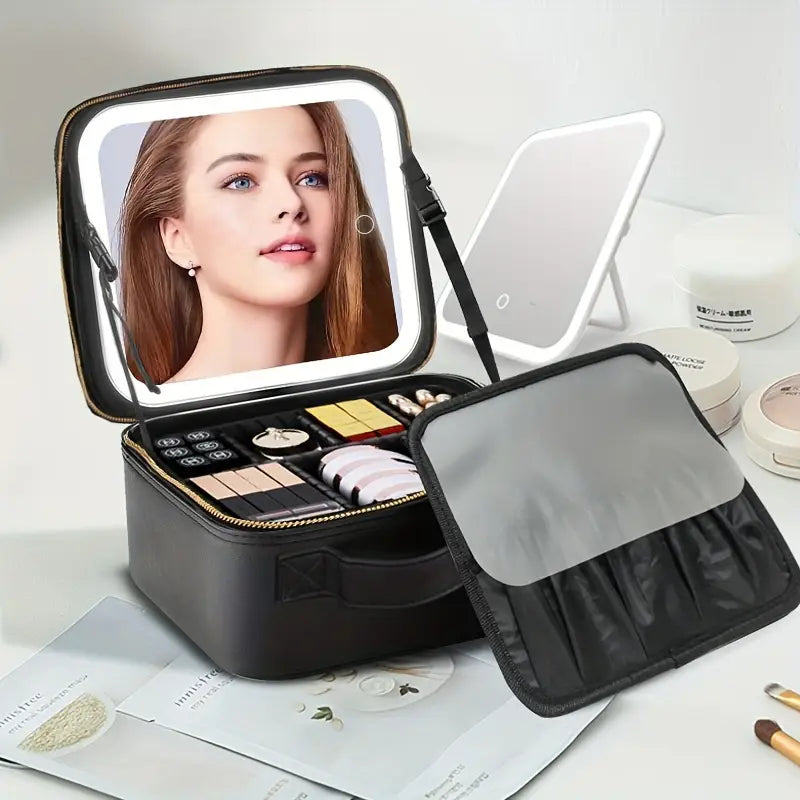 ORGANIZADOR DE MAQUILLAJE CON LUZ Y ESPEJO  ¡MAQUILLAJE PERFECTO! (F)