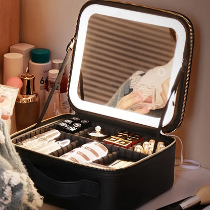ORGANIZADOR DE MAQUILLAJE CON LUZ Y ESPEJO  ¡MAQUILLAJE PERFECTO! (F)