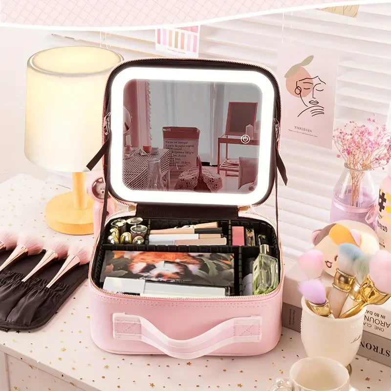 ORGANIZADOR DE MAQUILLAJE CON LUZ Y ESPEJO  ¡MAQUILLAJE PERFECTO! (F)